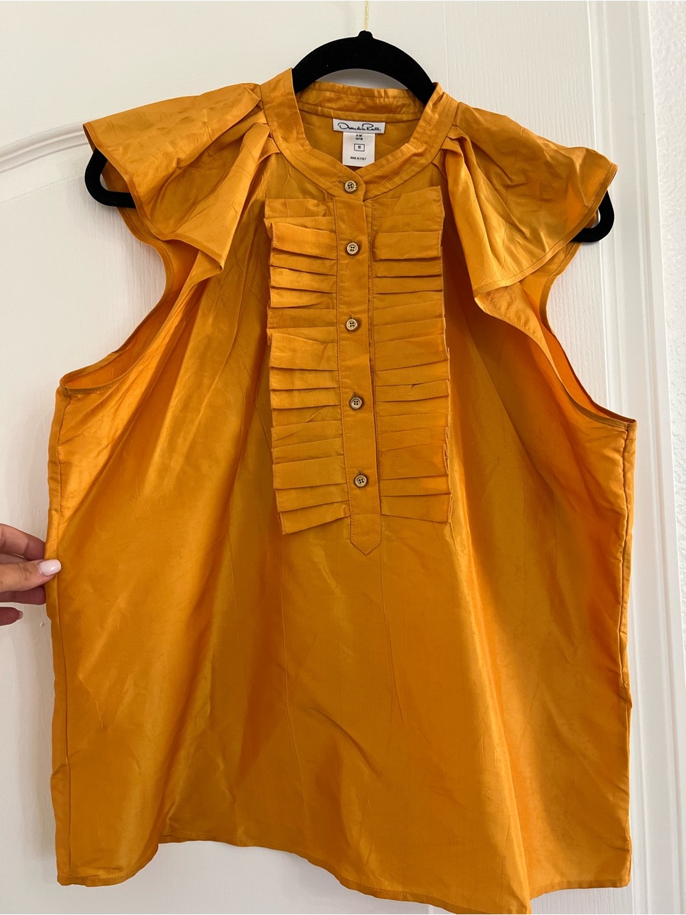 Oscar de la Renta Golden Yellow Silk Blouse